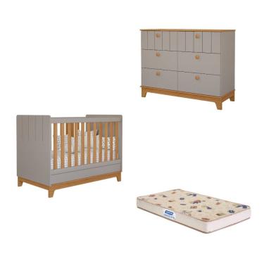 Imagem de Quarto de Bebê com Cômoda Berço e Colchão Liza Permobili