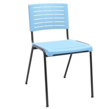 Imagem de Cadeira Empilhável Fixa Escritório Multiuso Base Preta Kimi P03 Azul Celeste - Lyam Decor