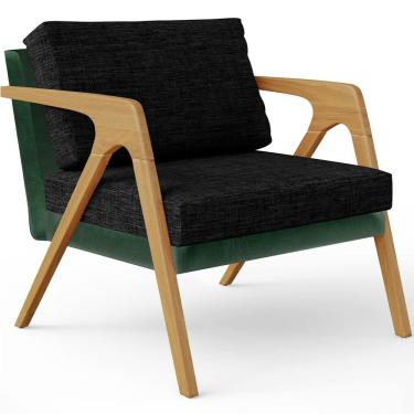 Imagem de Poltrona Decorativa Para Sala Estar Pietra L02 Facto Verde Musgo Linho Chumbo - Lyam Decor