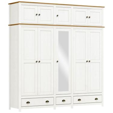 Imagem de Guarda Roupa Casal 10 Portas Com Espelho e Maleiro Mazzaro F06 Branco Freijó - Lyam Decor