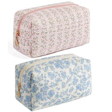 Imagem de Bolsa de cosméticos HHQQWZ Makeup Travel, pacote com dois pacotes rosa