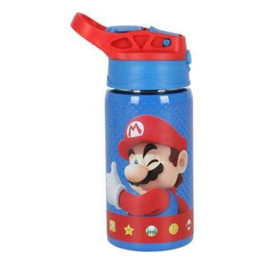 Imagem de Garrafa Infantil Meninos Super Mario Aço Inox 500ml C/ Alça - Luxcel