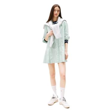 Imagem de Tommy Jeans Vestido feminino com logotipo brasão bordado, Listra de jade nublada, M