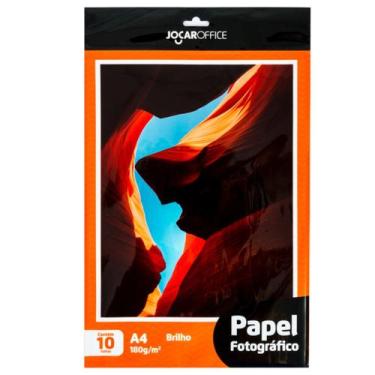 Imagem de Papel Foto Glossy A4 10 Folhas 180 Gm Branco Brilhante - Jocar Office
