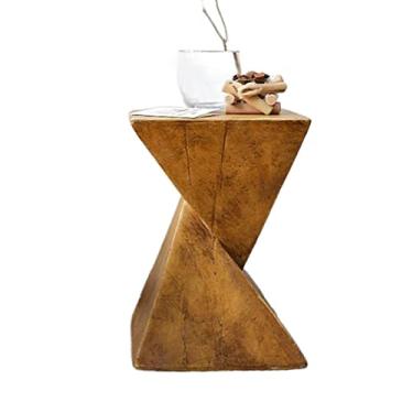 Imagem de Banqueta rústica para mesa de centro de fazenda, mesa lateral rústica, peça de mesa de canto de destaque, mesa de cabeceira para sala de estar, quarto, mesa lateral de pátio