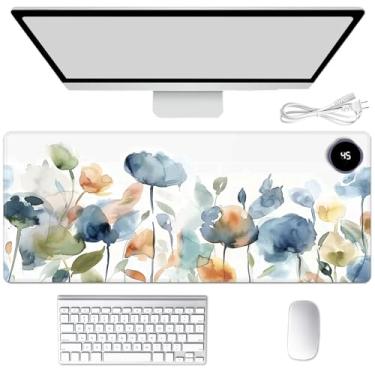 Imagem de Tapete de mouse aquecido para aquecer as mãos, tapete de mesa quente para mousepad tapete de mesa com 3 níveis de aquecimento e desligamento automático 80 x 33 cm tapete de teclado aquecedor de couro