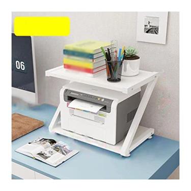 Imagem de Suporte de impressão Suporte de mesa para impressora tipo Z Prateleira de armazenamento Estante de livros Bandeja de 2 camadas Hardware e mesa de impressora de luz multifuncional de aço (Cor: B