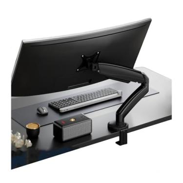 Imagem de Suporte de monitor único para mesa, braço de monitor de mola mecânica ajustável cabe no máximo 32 polegadas, tela de 2 a 9 kg, com braçadeira/ilhós, base de suporte para monitor (Preto)
