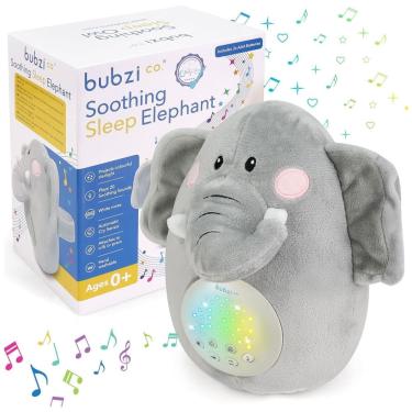 Imagem de Máquina de Som Ruído para Bebês Recém Nascidos com Luzes, Elefante, BUBZI CO, Cinza