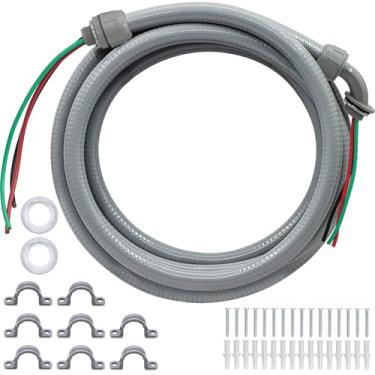 Imagem de Feotech Kit de conduíte e conector de 3/10.2 cm - Conduíte elétrico estanque líquido não metálico de 3 pés com fios elétricos de calibre 8 e 2 conexões retas e 1 ângulo