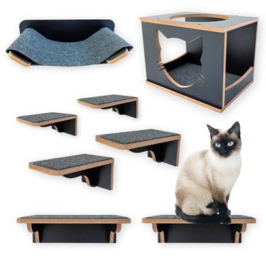 Imagem de Playground Para Gato REFORÇADO 8 pçs MDF 15mm LAMINADO Parque Para Gat