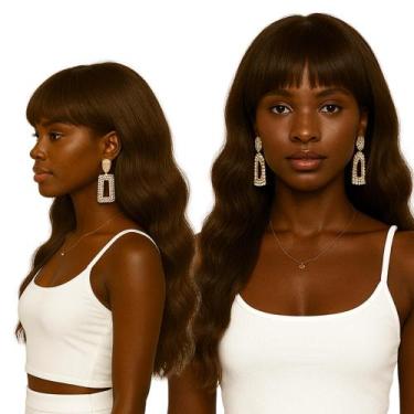 Imagem de Peruca Wig Aceita Finalização Ondulada com Franja 70 cm Mega Premium -