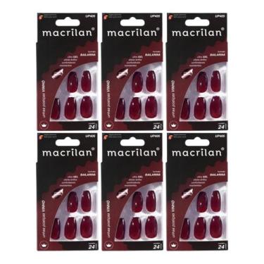 Imagem de Kit 6 Unhas Postiças Bailarina Vinho UP405 - Macrilan
