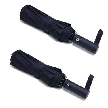 Imagem de Guarda-chuva de viagem PFFY Windproof Auto Open/Close 8 Ribs Black x2