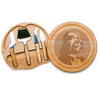Imagem de PICNIC TIME Conjunto de tábua de queijo e faca Star Wars Darth Vader Circo, presente de tábua de charcutaria com 4 ferramentas de aço inoxidável, tábua de corte de madeira para queijo, carne e