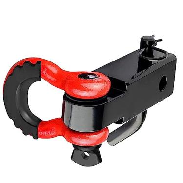 Imagem de Zhjvihx Receptor do Engate Manilha, Isolação Sadia Galvanizada de Alta Resistência do Plutônio Gancho de Reboque de SUV para Resgatar (Vermelho)