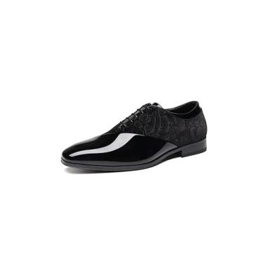 Imagem de TYNDALL Sapato social masculino clássico Oxford moderno formal com cadarço, Preto, 38