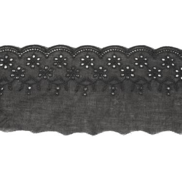 Imagem de Acabamento de renda com ilhós, bordado floral de algodão, tecido de ilhó de algodão oco para costurar vestidos, artesanato, fantasias, sofás, cortinas, roupas de bonecas/animais de estimação (preto)