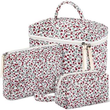 Imagem de Conjunto de bolsas de maquiagem Paterr Coquette Cotton, 3 peças, verme