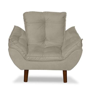 Imagem de Mini Poltrona Cadeira Infantil de Criança Suede Bege Pés Palito - Sonh