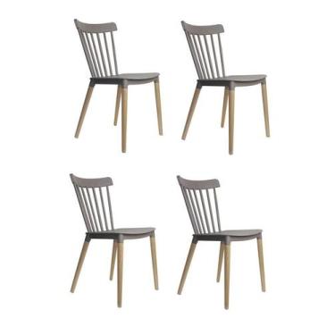 Imagem de Cadeira De Jantar Janaina Cinza Escuro Rivatti Kit 4 Unid