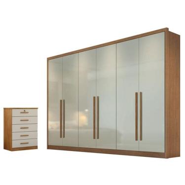 Imagem de Guarda Roupa Casal Livorno com Nicho e Gaveteito Suiça Cumaru 25 Fendi - Novo Horizonte