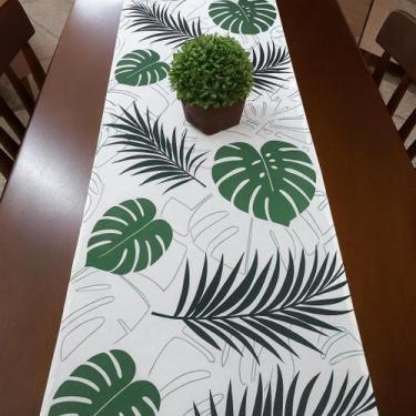 Imagem de Caminho de mesa 40 x 1,45 - folha verde - DIAS DECOR