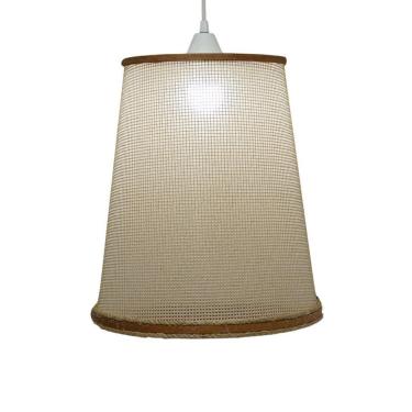 Imagem de Lustre Pendente Luminária Madeira, Palha E Sisal 40 X 35 Cm Bivolt