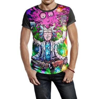 Imagem de Camiseta Masculina Psicodélico Rick And Morty Ref:871 - smoke, Preto, 