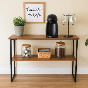 Imagem de Bancada Decorativa em MDF Freijó 2 Prateleiras  Design Industrial Pret