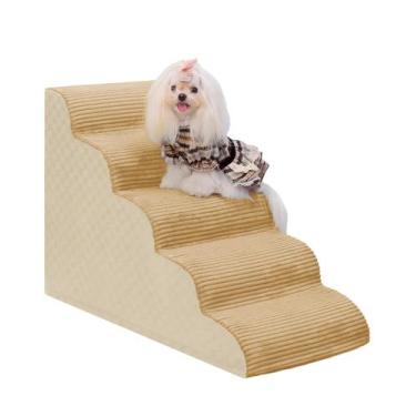 Imagem de Escadas para cães Vfrog Curved de 5 degraus para camas altas de 56 cm 