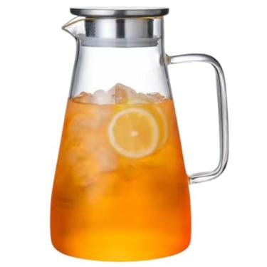 Imagem de Jarra De Vidro Borossilicato Canelada Com Tampa Aço Inox 1,8L Suco Água Buffet Bar(Liso 1,5L)