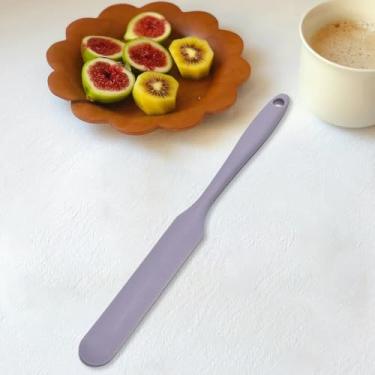Imagem de Espátula de silicone para misturar manteiga para assar bolo, resistente ao calor, creme de manteiga, espátula raspadora de cozinha com alça, roxa
