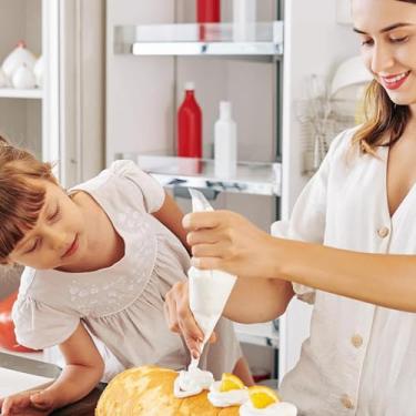 Imagem de Conjunto de sacos de confeitar descartáveis para decoração de bolos, tamanhos grandes, médios e pequenos, sacos de confeitar para creme de manteiga, gelo, cobertura e ferramentas de decoração