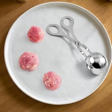 Imagem de 1 peça de molde de bola de peixe faça você mesmo para fazer almôndegas de aço inoxidável, clipe de comida prata para uso criativo na cozinha, G