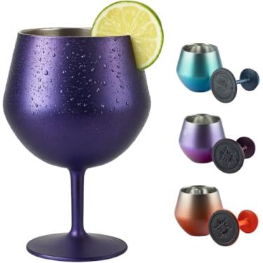 Imagem de Taça Térmica Inox 2 em 1 Vinho Gin Drinks Cerveja 414ml Copo Térmico Haste Removível Aço Inoxidável Conserva Bebidas Geladas Isolamento Térmico Parede Dupla Cocktail Coquetel (ROXA) (Roxa)