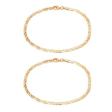 Imagem de Tornozeleira feminina minimalista com elos quadrados - corrente de camadas de inspiração francesa para empilhamento elegante