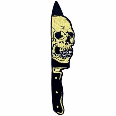 Imagem de Crânio da Adaga Patch bordado com aplique de ferro no emblema costurado