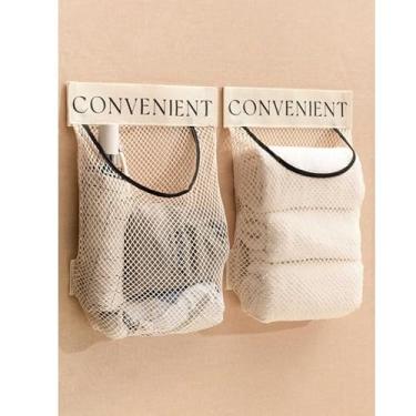 Imagem de Bolsa de armazenamento multifuncional para pendurar, 1 pacote, organizador de malha de grande capacidade montado na parede com fita mágica para armário, porta e organização diversa