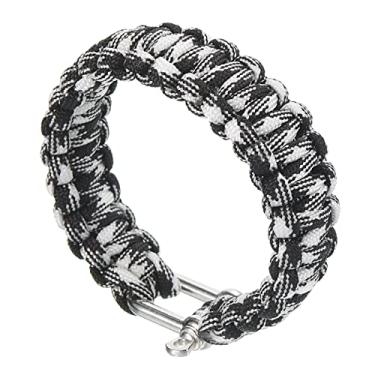 Imagem de Pulseiras Paracord de sobrevivência, pulseira de paraquedas trançada, lembrancinhas de festa, presentes de acampamento, envoltórios ao ar livre para homens, branco, preto, One Size, Poliéster, Sem