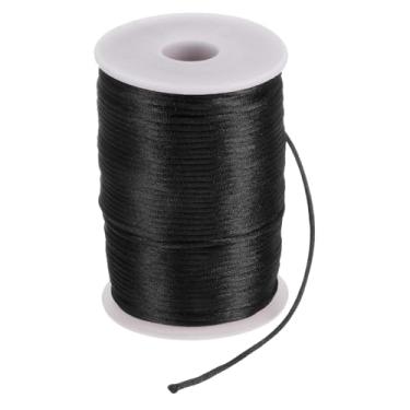 Imagem de Generic Cordão de nylon acetinado de 2,5 mm, pulseiras macias e sedosas para macramê Kumihimo, colares de nó chinês, miçangas, fabricação de joias, preto