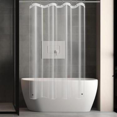 Imagem de Forro de cortina de chuveiro de plástico PEVA de tamanho curto premium leve 119,4 cm x 162,6 cm Forro de cortina transparente para banheiro showroom com ilhós de metal à prova de ferrugem e ímã