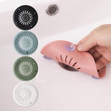 Imagem de Pacote com 5 filtros de drenagem, protetores de ralo de chuveiro, captador de cabelo, material TPR flexível, várias cores para banheiro, banheira e chuveiro, pia, cores vivas