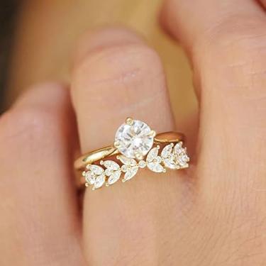 Imagem de Um conjunto de anéis de casal com design geométrico de orelhas de trigo para mulheres requintados anéis de luxo leves joias femininas joias finas vida diária namoro decoração para festa de formatura