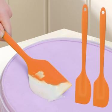 Imagem de Espátula pequena de silicone para bolo, biscoito, pastelaria, raspador, alça transparente, creme, utensílios domésticos, laranja