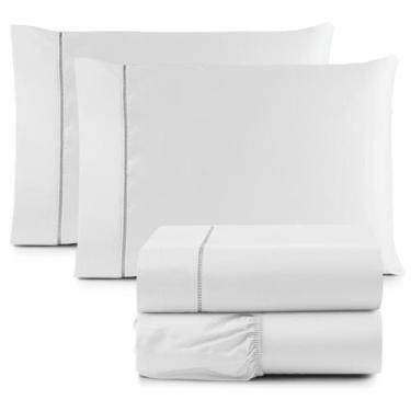 Imagem de Jogo Lençol cama Casal 400 Fios 4 Peças algodao com elastico - Rafalor