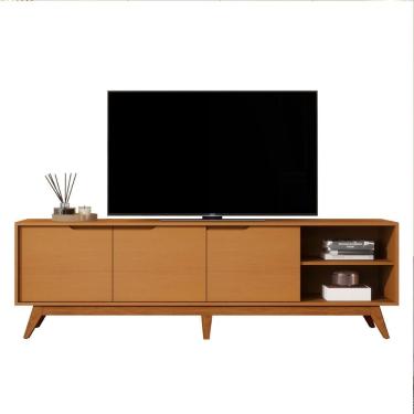 Imagem de Rack Bancada Tucumã 1.8 Tv Até 75 Pol. Pés De Madeira Maciça Nature