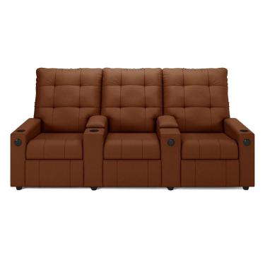 Imagem de Poltrona Reclinável Para Cinema Parma 3 Lugares Baú Usb Veludo Fh1 - D'rossi Cor Terracota