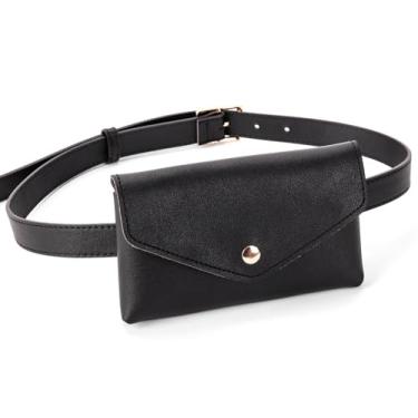 Imagem de D.LerBung 2 pochetes femininas de couro com bolsa removível na cintura, Preto, One_Size