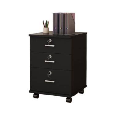 Imagem de Armário de Arquivos Armário de arquivo com travamento simples baixo móvel gavetas Organizador escritório(Preto)